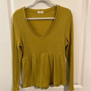 Women's Mustard V-Neck Top